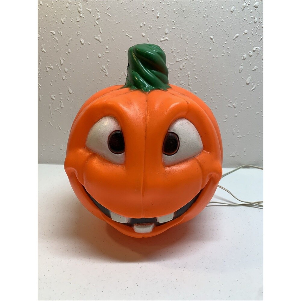 Vintage 2 Sided Face Empire Light 12.5” Blow Mold Jack O Lantern Pumpkin